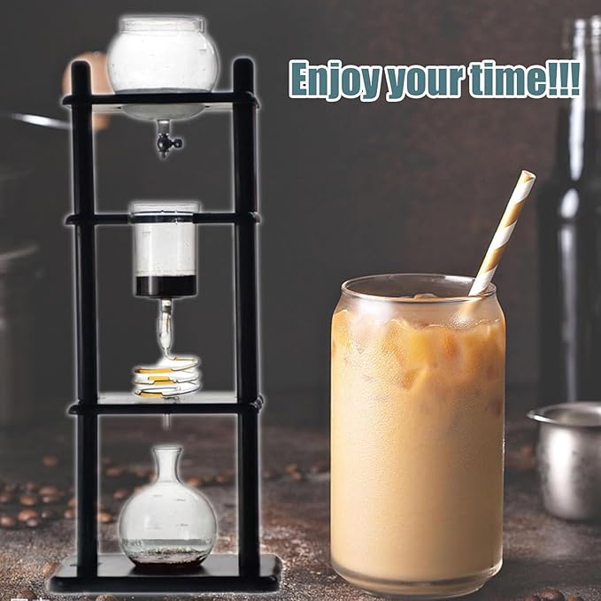 Coffee Maker 1000ml Capacity Cold Brew Drip Tower Coffee MakerAdjustable Dripper Slow Drip Ice Coffee Maker for Home Office Coffee Lover