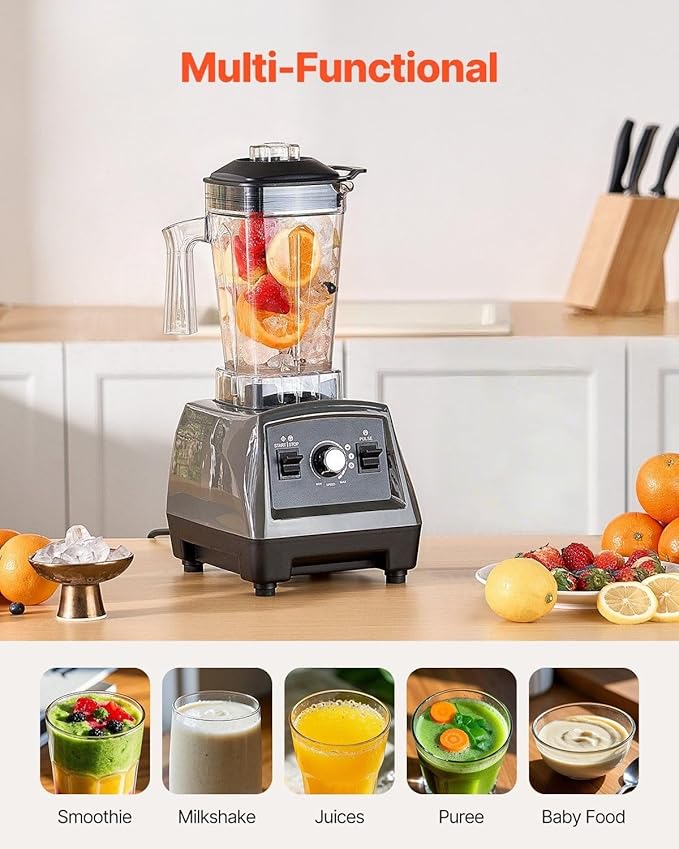 1400W Professional Blender 61 oz Large Capacity Smoothie Blender with Preset Modes &amp Self-Clean Powerful Motor for Crushing Ice Frozen Fruit Nuts for Shakes Juice Kitchen
