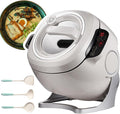 Lazy Wok Cooking Machine Commercial Food Processor 3 Speeds and 6l CapacityAutomatic Cooking Pot Fried Rice Machine 360° Rotatable Drum Wok Cooker - With 3 Cooking Utensils