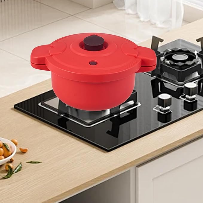 Microwave Rice Cooker Small Food Grade PP Kitchenware Anti Scald Handle Easy Clean No Fire Cookware Soup Pot