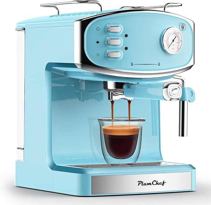 Espresso Machine for home- Professional Compact Espresso Maker with Milk Frother Steam Wand Pressure Gauge &amp 54oz Large Water Tank Low Noise Fast Brewing for Cappuccino Latte