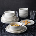 AmorArc Ceramic Dinnerware Sets Wavy Rim Stoneware Plates and Bowls SetsDishwasher &amp Microwave &amp Oven Safe Dishes set Service for 6 (18pc)-Matte White