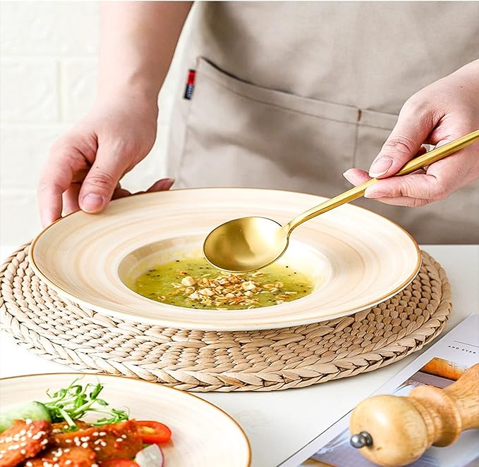 Plate and Bowl SetCeramic Dinnerware Sets Porcelain Serveware 20 Piece Porcelain Bowls and Plates Set Service for 6 Stoneware Tableware Ceramic Dishes Dinne