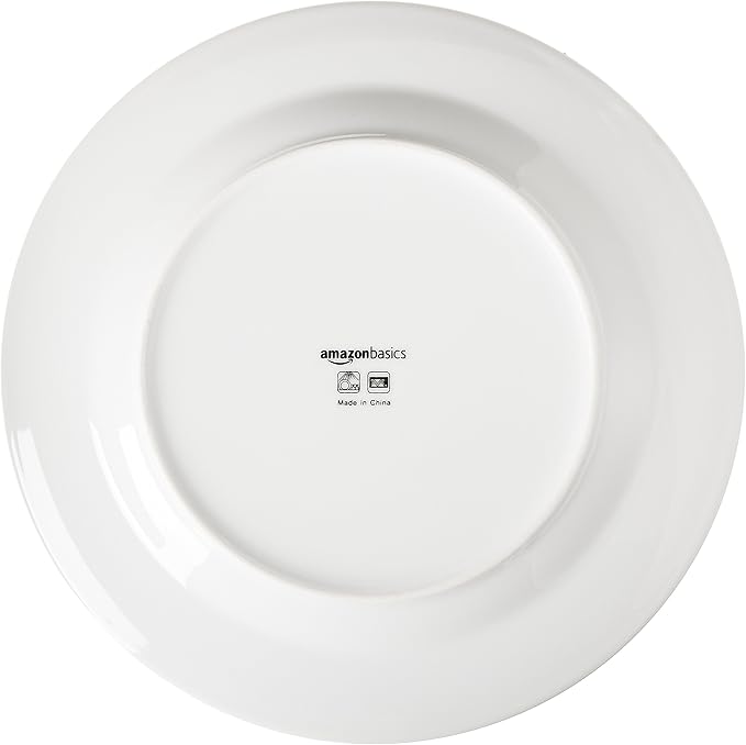 Amazon Basics 16-Piece Porcelain Dinnerware Set Microwave and Dishwasher Safe Service for 4 Plates Bowls and Mugs White
