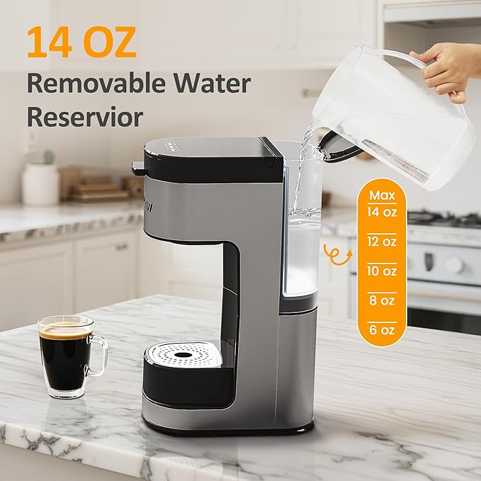 SUNVIVI Iced &amp Hot Coffee Maker: Single Serve Coffee Maker with 3 Brewing Options for K Pod Ground Coffee &amp Tea Removable Water Reservoir &amp Reusable Filter Ideal for Home &amp Office