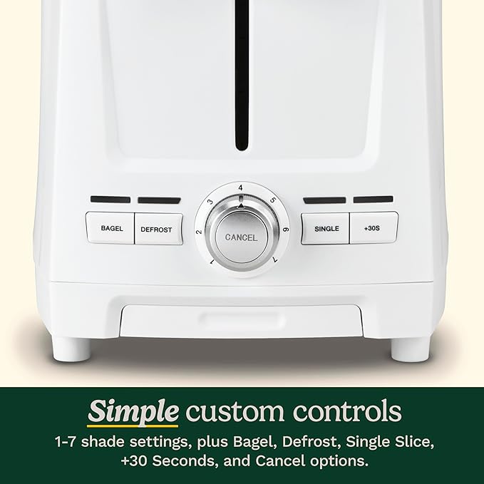 Cuisinart Core Collection 2-Slice Toaster | Extra-Long Slots for Artisan Bread Bagel | High-Lift Quickview™ | Single Slice &amp Defrost Function | +30sec Toast Boost | Removable Crumb Tray White