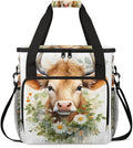 Cattle Cow Coffee Maker Carrying Bag Flowers Garland Travel Storage Bag Compatible with K-Mini or K-Mini Plus Single Serve Coffee Brewer Carrying Case with Multiple Pockets &amp Shoulder Strap