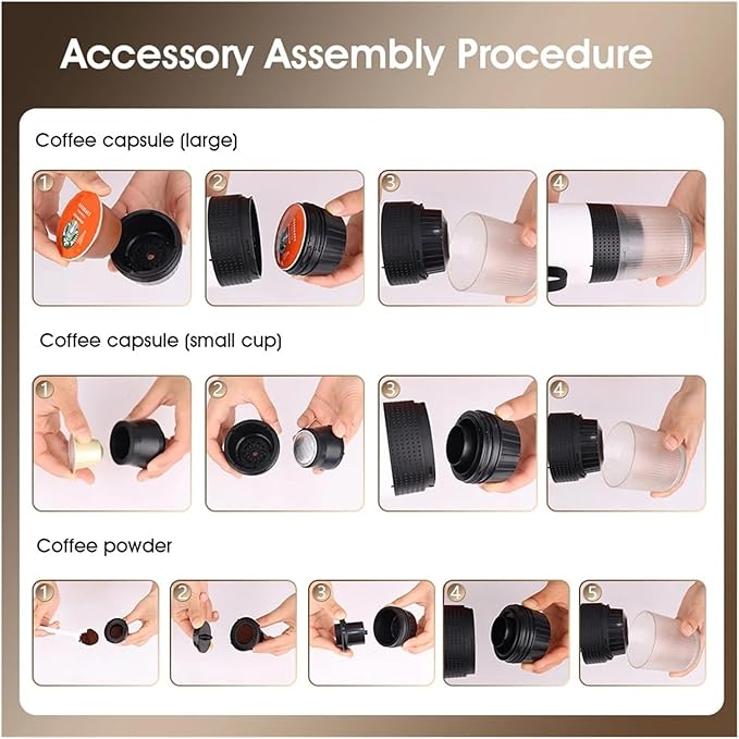 3-in-1 Portable Electric Coffee Maker - 20Bar Espresso Machine for Capsule &amp Powder - Ideal for Camping Office and Travel(Sliver)