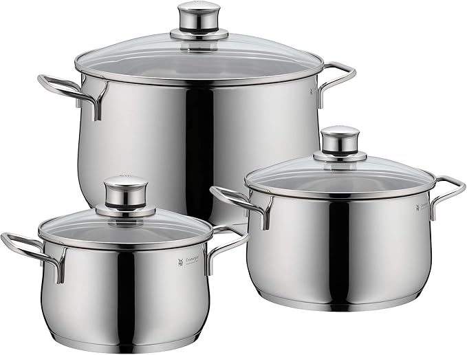 WMF 730036040 Diadem Plus Cromargan Pot Set Silver 3-Piece