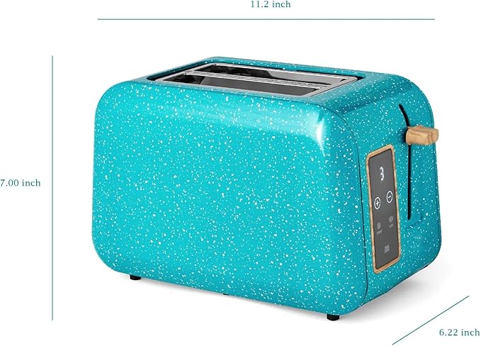 Dual slot Digital Toaster with Digital Display touch-activated display has three functions Teal Speckle it
