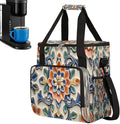 Ceramic Flower Blue Coffee Maker Carring Bag Travel Carrying Storage Tote Bag Compatible with Keurig K-Mini or K-Mini Plus Portable Single Serve Coffee Brewer Case with Pockets for K-cup Pods