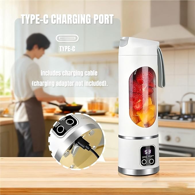 2026 New 450ml Digital Multimode Juicer Blender - Smart LED Display Portable Juicer Shakes and Smoothies Blender | TYPE-C Charing | Leak Proof Design with 12 Stainless Steel Blades (Green)