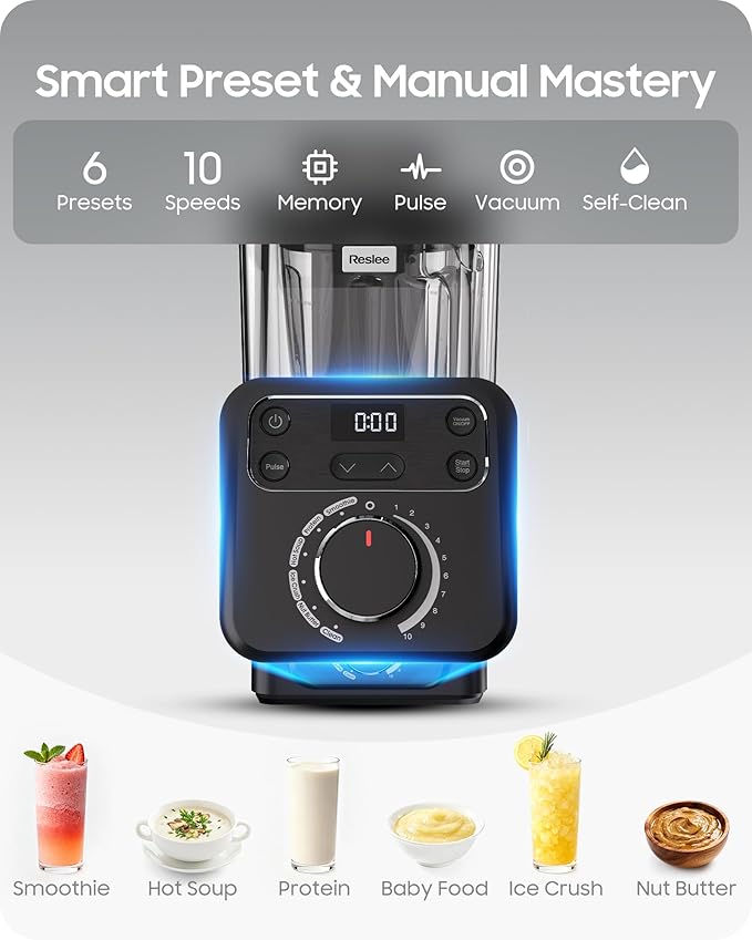 Professional Commercial Vacuum Blender with Quiet Shield 2026 Upgraded 40000 RPM 56oz Eastman Tritan Cup for Smoothie Nut Milk Hot Soup Baby Food Self-Clean 5-Year Full Warranty