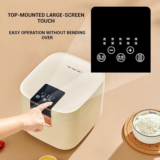 Smart Rice Cooker 5L Slow Cooker and Steame with 5 Cooking Functions and Non-stick Coating Dual Bile Dual Mode