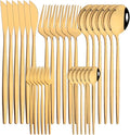 pureza 30Pcs Stainless Steel Black Gold Dinnerware Set - Cutlery Set For Kitchen &amp Dining Table(Gold)