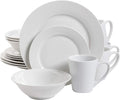 Gibson Home Amelia Court Porcelain Chip and Scratch Resistant Dinnerware Set Service for 4 (16pcs) White (Round)