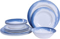 Melamine Dinnerware Sets- 12pcs Melamine Plates and Bowls Set for 4 Suitable for Indoor and Outdoor Use Blue