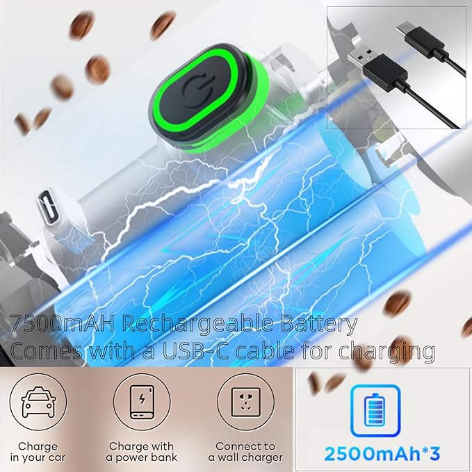 Mini Electric Espresso Coffee Machine Small Self-Heating Portable Car Coffee Maker with Capsule and Ground Coffee for Office RV Travel Camping Hiking (green)