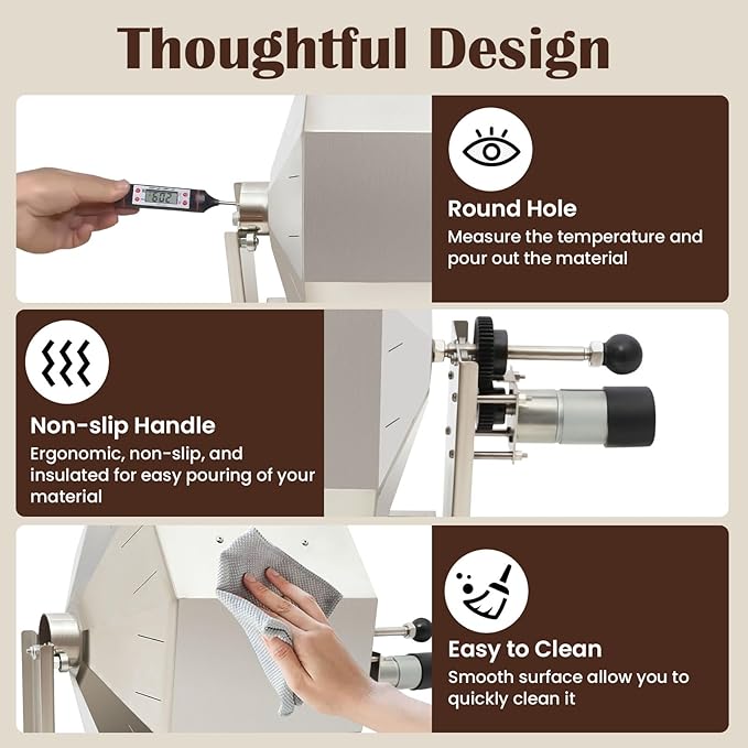 Coffee Bean Roaster 14.5L Gas Burner Drum Type Coffee Bean Baking Machine Stainless Steel Automatic Rotary Roasting Machine Peanut Roaster for Commercial and Home Use