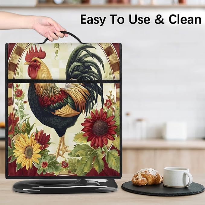 cfpolar Kitchen Aid Mixer Cover Compatible with 6-8 Quarts Rooster Sunflower Farmhouse Stand Mixer Cover Kitchen Aid Mixers Accessories Appliance Organizer Bag Dust Covers with Zipper Pocket
