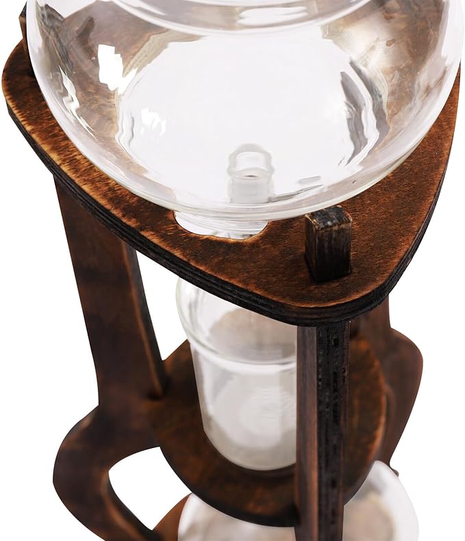 Xuthusman 600ml Durable Glass Iced Coffee Cold Brew Pot Coffee Filter Drip Tower Coffee Maker Coffee Filter Pot 6-8 Cup (Brown)