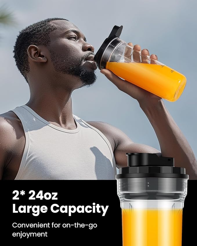 GDOR Blender for Smoothies 900W Personal Blender with 2 * 24Oz BPA-Free To-Go Cups For Smoothies Milkshakesand JuicesHealthy RecipeBlack