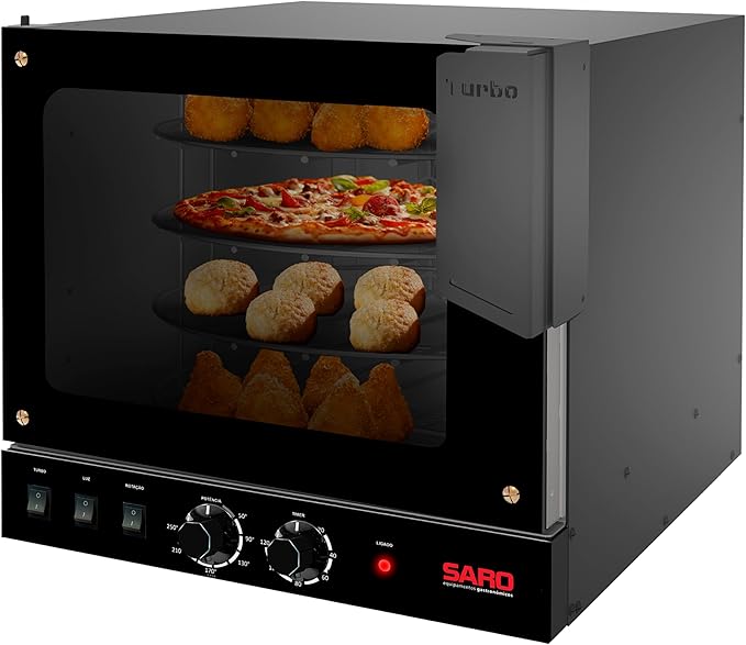 SARO FTR11 Commercial Rotary Turbo Convection Oven Charcoal Gray Stainless Steel Large Digital Display Side Swing 47x49x49 Inches 4 Baking Trays 2500W
