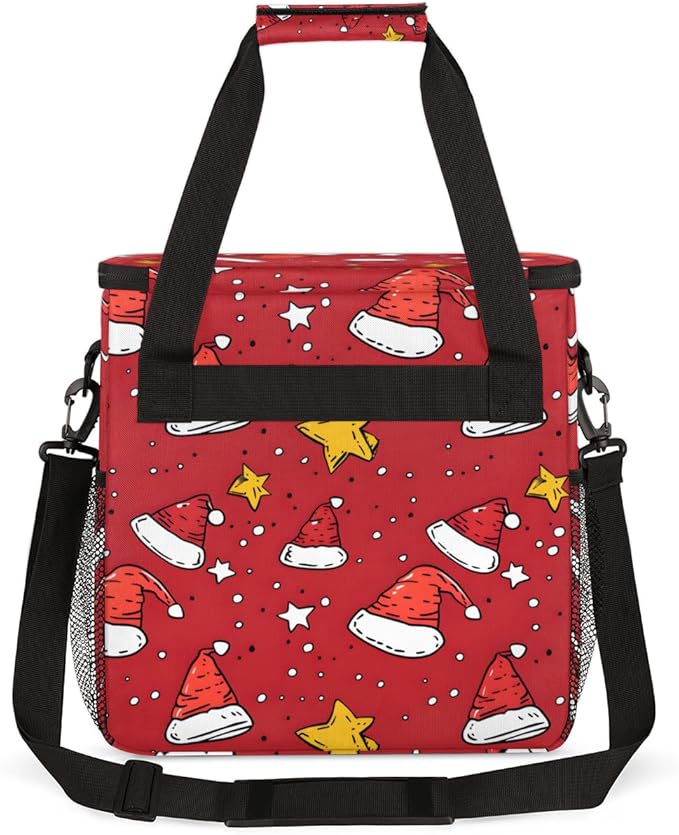 Christmas Hat Coffee Maker Carrying Bag Xmas Hat Travel Storage Bag Compatible with K-Mini or K-Mini Plus Single Serve Coffee Brewer Carrying Case with Multiple Pockets &amp Shoulder Strap