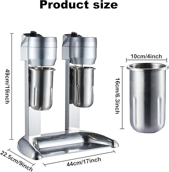 300W Commercial Milkshake Maker Machine 1000Ml*2 Double Head Milkshake Mixer 12000-18000 R/Min Food Blender Machine Ce/Fcc