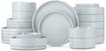 Herogo Stoneware Dinnerware Set with Salad Bowls 24 Piece Kitchen Dinner Dish Set for 6 Plates and Cereal Pasta Bowls Chip &amp Scratch Resistant Dishware Speckled Light Gray