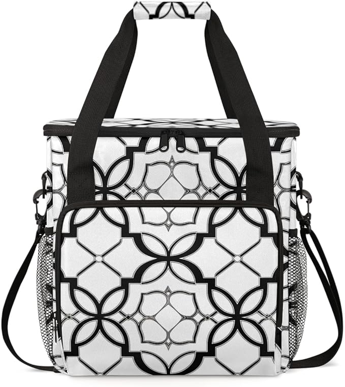 Ethnic Aztec Coffee Maker Carrying Bag Grey Mandala Travel Storage Bag Compatible with K-Mini or K-Mini Plus Single Serve Coffee Brewer Carrying Case with Multiple Pockets &amp Shoulder Strap