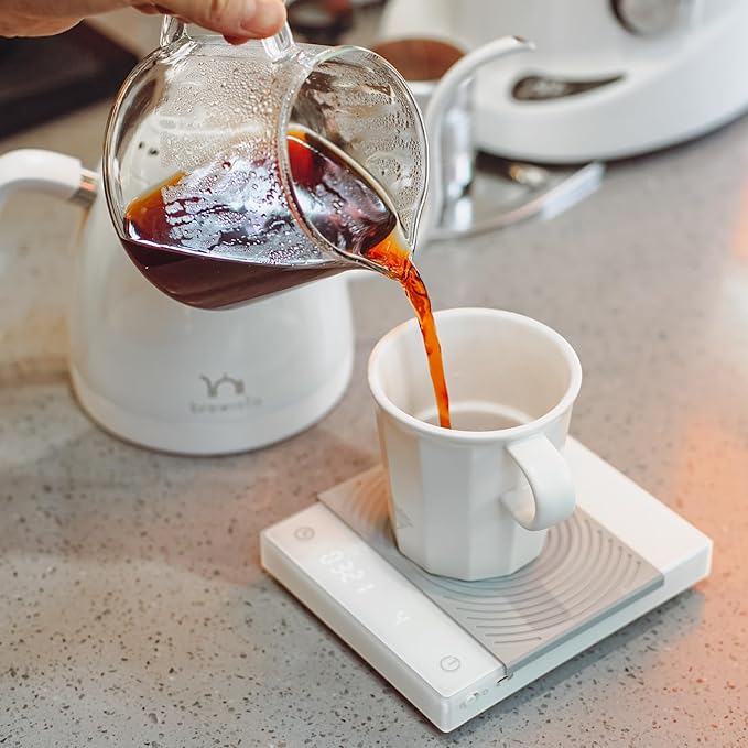 Pour Over Coffee Maker Set White Ceramic Coffee Dripper with 650ml Coffee Glass Server V60 Paper filter for Cafe Home Restaurant 6291-12102-03A