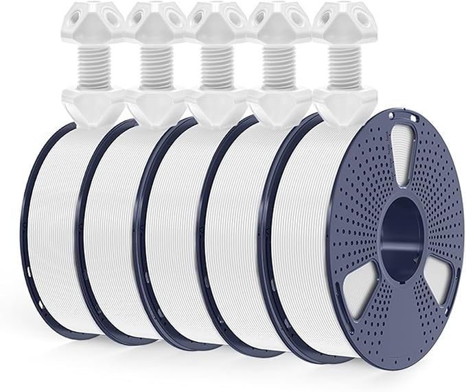 US. 3D Filament PETG/EASY ABS/TPU/ASA for Filamnet 1.75mm 5Roll 1KG(TPU 0.5KG/Roll) 3D Printer Filament for 3D Printer(EASY ABS White)