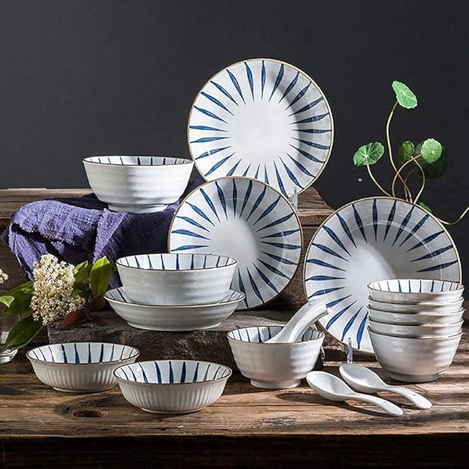 Dishes/Plate/Bowl Set18 Pieces Ceramics Dinner Sets Vintage Hand Painted Porcelain Tableware Set Housewarming Gifts