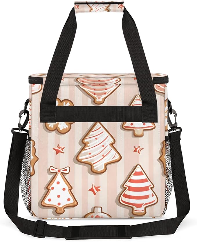 Glitter Xmas Biscuit Coffee Maker Carrying Bag Portable Travel Storage Tote Bag Compatible with K-Mini or K-Mini Plus Single Serve Coffee Brewer Carrying Case with Multiple Pockets &amp Shoulder St