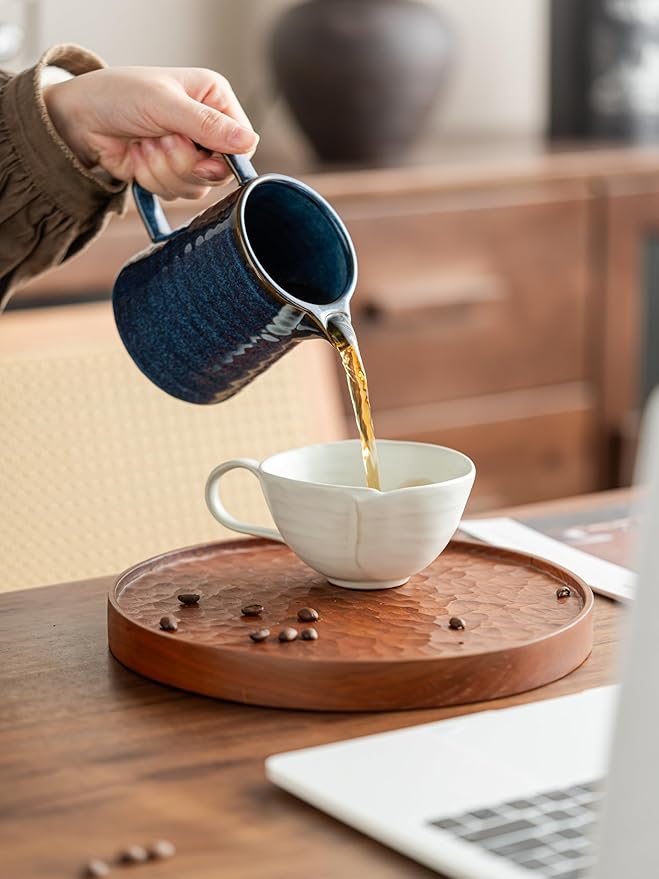 Pour Over Coffee Maker SetCeramic Coffee Maker With 40 pcs Paper Filter15oz/450ml Pour Over Coffee Dripper (Starry Blue)