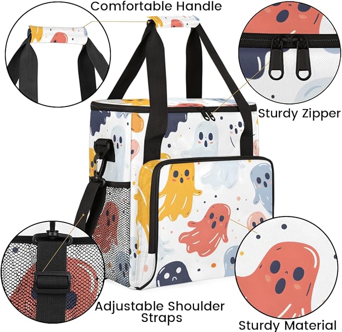 Abstract Spooky Ghosts Coffee Maker Carrying Bag Travel Storage Bag Compatible with K-Mini or K-Mini Plus Single Serve Coffee Brewer Carrying Case with Multiple Pockets &amp Shoulder Strap