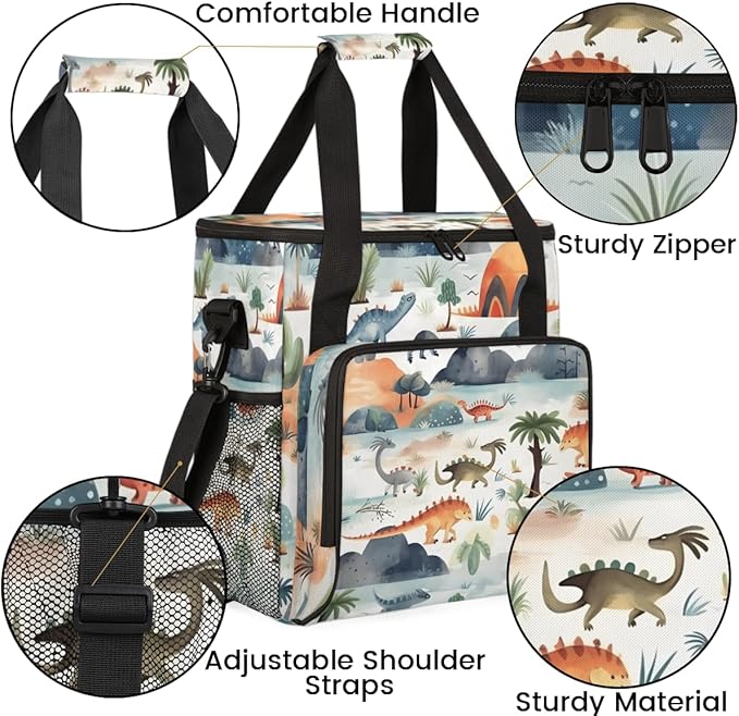 Dinosaur Coffee Maker Carrying Bag Coconut Palm Portable Travel Storage Tote Bag Compatible with K-Mini or K-Mini Plus Single Serve Coffee Brewer Carrying Case with Multiple Pockets &amp Shoulder S
