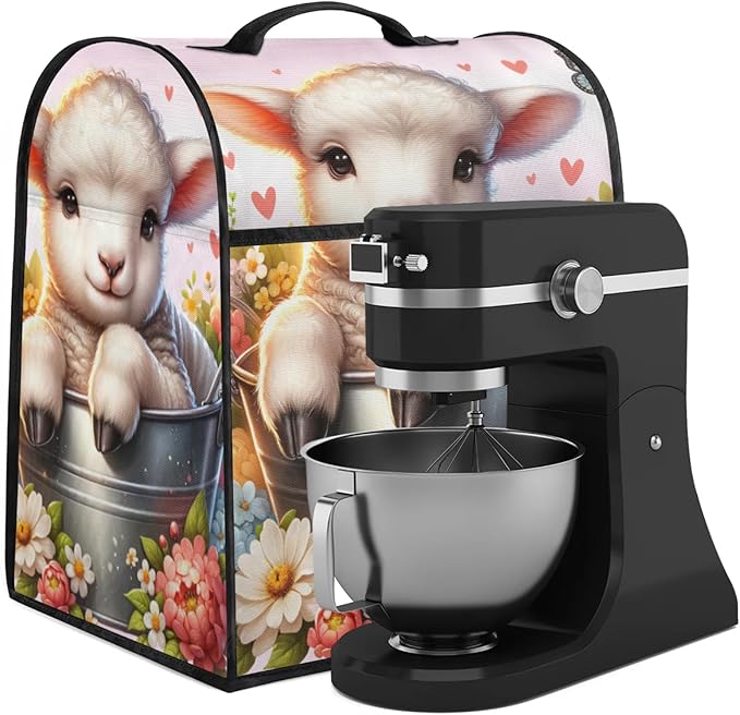 cfpolar Kitchen Aid Mixer Cover Compatible with 6-8 Quarts Cute Flower Sheep Stand Mixer Cover Kitchen Aid Mixers Accessories Appliance Organizer Bag Dust Covers with Zipper Pocket