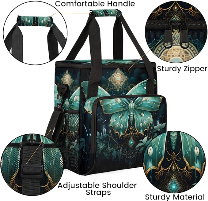 Gothic Butterfly Coffee Maker Carrying Bag Modern Butterfly Travel Storage Bag Compatible with K-Mini or K-Mini Plus Single Serve Coffee Brewer Carrying Case with Multiple Pockets &amp Shoulder Str