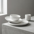 Wabi Sabi Stone Texture Ceramic Dinnerware Set 16-Piece Matte Bowl &amp Plate Set - 10” &amp 8” Plates Bowl Cups - Minimalist Stoneware for Modern Dining (Black/White) (white)