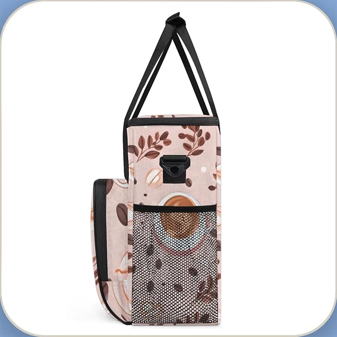 Coffee Beans Coffee Maker Travel Bag for Keurig K-Mini/K-Mini Plus Insulated Waterproof Tote with Pockets for K-Cup Portable Single-Serve Brewer Case