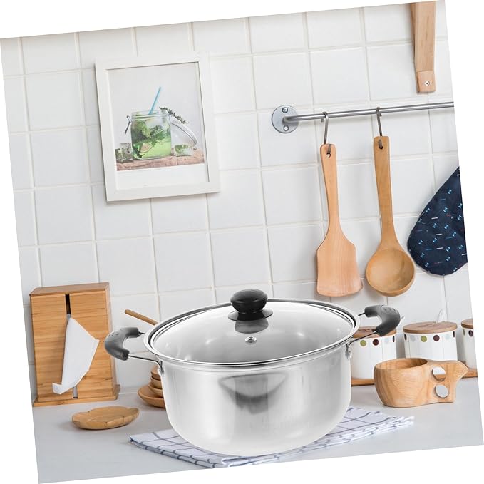 Unomor 1Set Stainless Steel Cookware Set Soup Pot Noodles Pot Frying Pan with Handle Versatile Kitchen Cooking Home Hotel and Restaurant Use