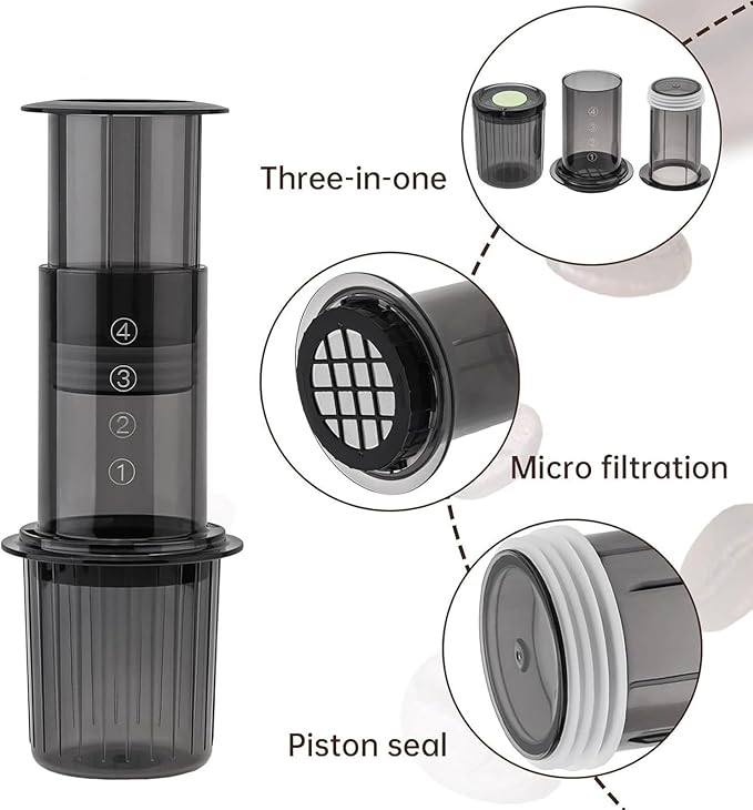 Portable Coffee Maker for Camping &amp Travel Coffee Press - All-in-One French Press Pour-Over &amp Espresso Style Manual Brewer Small Coffee Maker for Full Bodied Coffee Without Grit Less Bitte