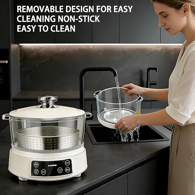 3L Low Carb Rice Cooker Multi-Rice Cooker with Auto Lift Filter Basket Separate Rice from Soup Steam or Boil Smart Touchscreen Precise Temperature Control for Home Use