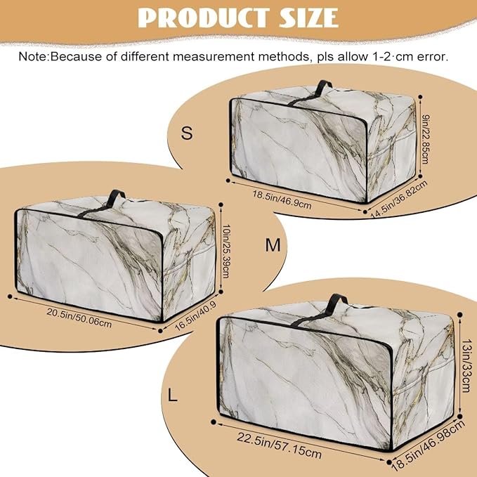 Toaster Oven Dustproof Cover Waterproof Bread Machine Protector with Handle Top Universal Fit Decorative Small Appliance Cover Gift White Marble - M