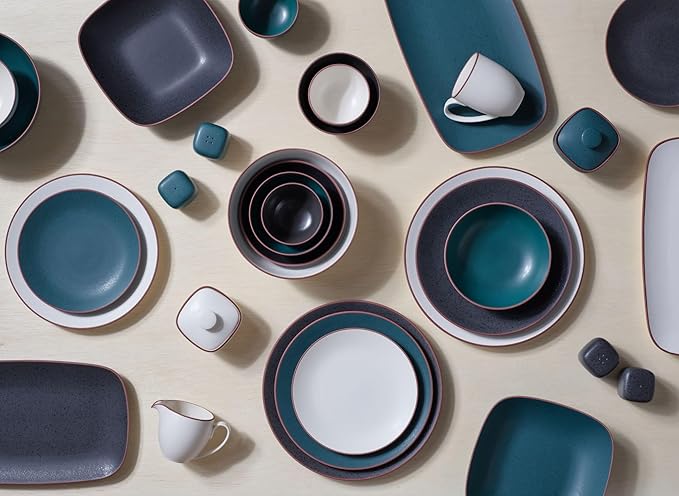 nambe Taos 4-Piece Stoneware Place Setting | Coffee Mug Bowl Dinner and Salad Plate Set | Ceramic Dinnerware Set | Microwave and Dishwasher Safe | Service for 1 | Jade Green