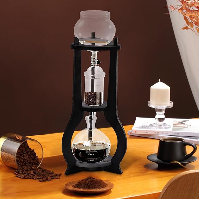 Xuthusman 600ml Durable Glass Iced Coffee Cold Brew Pot Coffee Filter Drip Tower Coffee Maker Coffee Filter Pot 6-8 Cup (Gray)