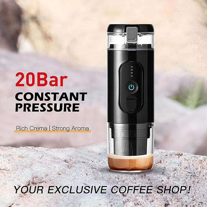 Portable Espresso Coffee Maker Travel Electric Espresso Machine With Heat Function Compatible with Powder and Coffee Capsules 92 ℃ and 20 Bar Pressure Extraction for Office Trips