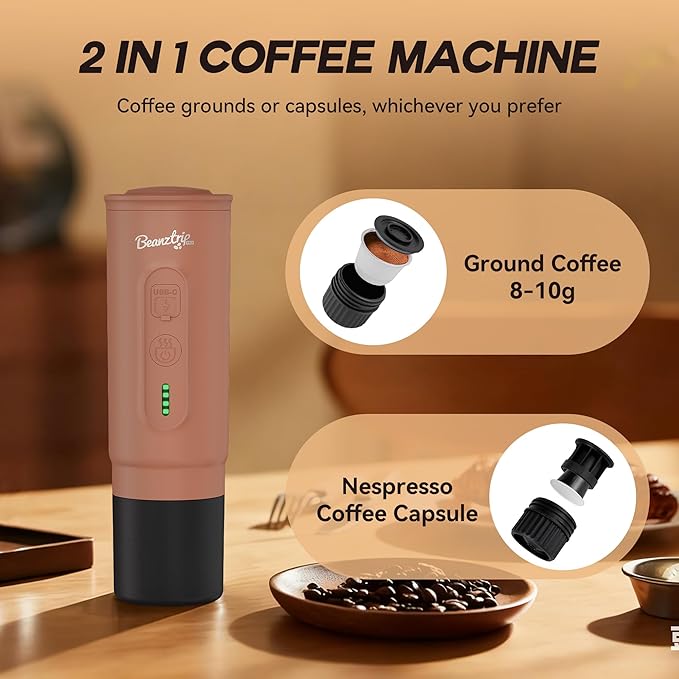 H02 PRO Portable Espresso Maker Mini Electric Coffee Maker Compatible with Ground Coffee &amp NS Capsule Women's Day Gift 20 Bar Travel Espresso Machine with Self-Heating for Camping RV